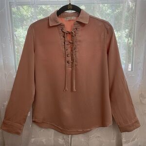 LOVE FIRE  Blush Lace-Up Top